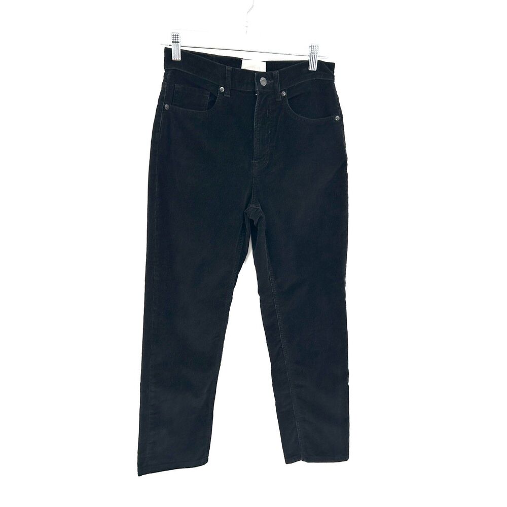 EVERLANE Baby Cord Cheeky Crop Black Corduroy Cropped Pants Straight Leg Size 27